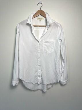 cloth & stone White Cotton Button-Up Shirt